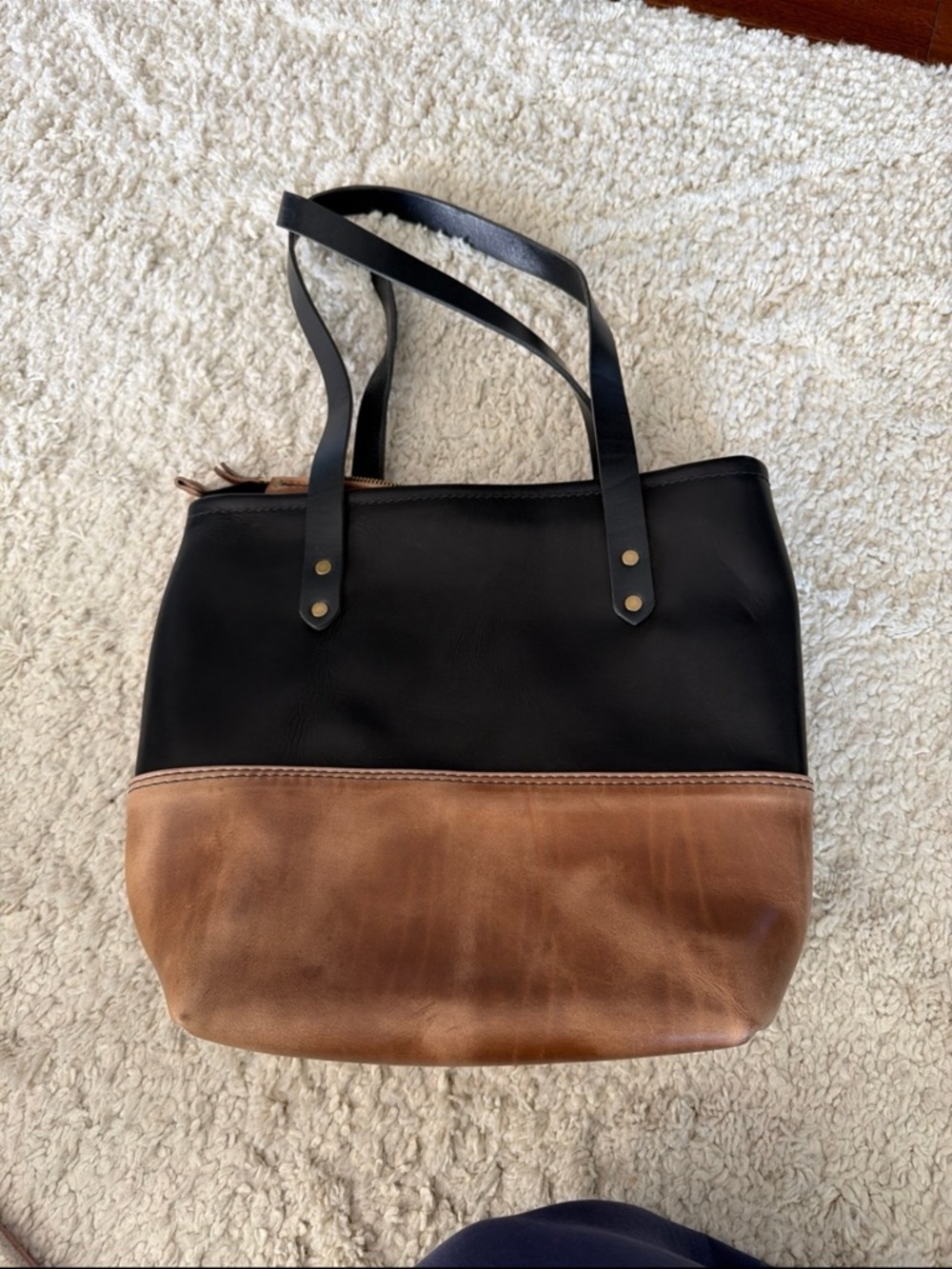 Range Leather mesa tote in maple and black - Picture 3 of 4